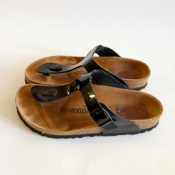 Birkenstock Gizeh Black Patent Leather Sandals Size 7